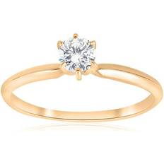 14k Yellow Gold 1/4ct Round Diamond Solitaire Engagement Ring