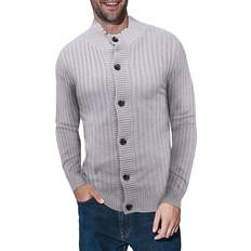 Gray - Men Cardigans XRay Men's Ribbed Highneck Cardigan Silver