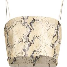 Leather - Women Tank Tops Helmut Lang Beige Python-Embossed Leather Camisole Beige V47