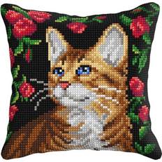 Acrylic Needlework Kits Orchidea Cushion Cross Stitch Kit, Cat, 40 x 40cm