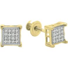 Unisex - White Gold Earrings Dazzlingrock Collection 0.10 CT Round White Diamond Square Unisex Stud Earrings 14K Yellow Gold