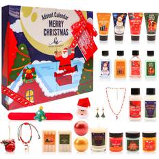 Body & Earth Advent Calendar 2023 Adult Christmas Gift Baskets for Women with Hand Cream, Epsom Salt, Candle, Necklace, Brooch, Ear Clips, Skincare Beauty Advent Calendar, Christmas Countdown Calendar Gift Set