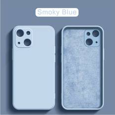 DIAO For iPhone 14 Pro, Smoky blue Original Square Liquid Silicone Phone Case For iPhone 14 13 12 Pro Max Mini Plus 2023 Shockproof Back Cover Blue