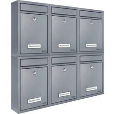 Briefkasten 6er-Set Silber je 2 Schlüsseln