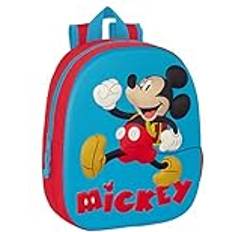 Children School Bags Safta Skoletaske Mickey Mouse Clubhouse 3D 27 x 33 x 10 cm Rød Blå