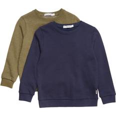 Blåa Sweatshirts Minymo Basic 2-pack Tröjor Olivgrön Grön