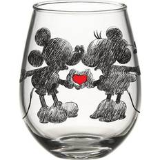 Silver Buffalo Mickey And Minnie Sketchbook Stemless Wine Glass 20 Ounces