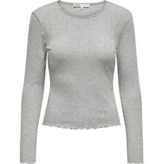 Only Carlotta Langærmet Bluse, Light Grey Melange