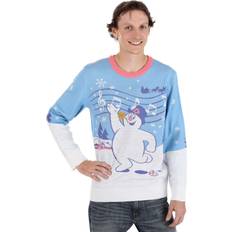 Blue - Christmas Jumpers BioWorld Frosty Scenic Ugly Christmas Sweater - Pink/Blue/White
