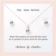 Children Jewelry Sets Chelsea Charles Chelsea Charles Girls Tennis Ball Charm Necklace and Earrings Gift Set, Girls' Silver