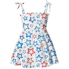 Dresses EINCcm Girls Summer Dress Princess Dresses for Girls 4th of July Casual Sleeveless Beach Dresses American Flag Print Sundress for Toddler Baby Girls White 4-5 Years