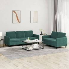 vidaXL Sofasæt 2 Dele Velour Mørkegrøn Sofa 2 personers
