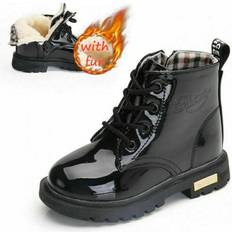 Black Lace Up Fur Lined, Kids KIDS ANKLE BOOTS GIRLS BOYS WINTER WARM CHELSEA FUR LINED SNOW BOOTS SHOES One