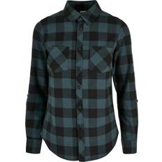 5XL - Donna Camicie Urban Classics Turnup Checked Flanell Shirt - Jasper/Black