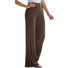 Jessica London Pants & Shorts Jessica London Plus Women's Everyday Wide Leg Pant in Chocolate Size 34/36 Soft Lightweight Wide-Leg