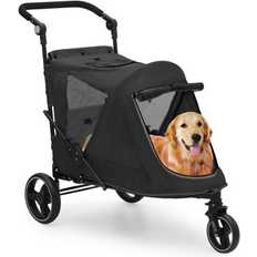 MoNiBloom Foldable 3 Wheels Pet Stroller Dog Cat Cage Carrier Cart