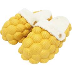 Women - Yellow Slippers Massage Bubble Cotton Slippers for Women Men Fun Lychee Anti-Slip Cotton Slippers Gym Slippers Bedroom Slippers Soft Pillow Decompression Cotton Slippers Home Outdoor Couple Cotton Slippers