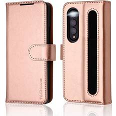 TechGear Samsung Galaxy Z Fold 4 PU Leather Wallet Case, Flip ProtectiveCover with S-Pen Holder, Card Wallet, Stand and Wrist Strap, Magnetic Closure