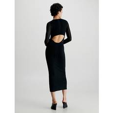 Calvin Klein Elastane/Lycra/Spandex Dresses Calvin Klein Sheer Detail Knitted Dress - Black