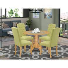 Linen Dining Sets East West Furniture DLCE5-OAK-07 5Pc Dining Set 5