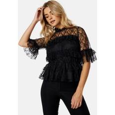 Bubbleroom Overdele Bubbleroom Frill Lace Blouse - Black