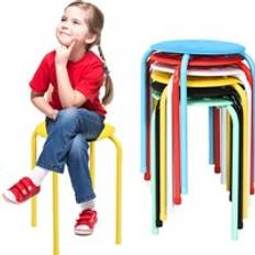Multicoloured Seating Stools Costway 6PCS Metal Stack Seating Stool