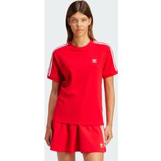 Adidas Red Clothing Adidas T-shirt 3 Stripe Tee - Better Scarlet