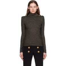 Balmain Dame Sweatere Balmain Ribbet Lurex Striktrøje - Grå
