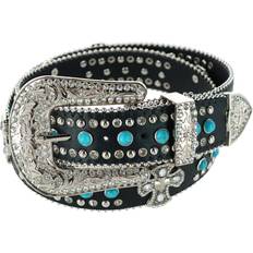 Turquoise - Women Belts CTM Women's Cross Concho Western Rhinestone Belt Turquoise