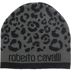 Leopard Headgear Roberto Cavalli ESZ031 05001 Black/Grey Leopard Beanie Hat