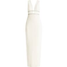 Robe de soirée Robes Bcbgmaxazria Robe De Soirée Longue Plissée Décolleté V - Ivory