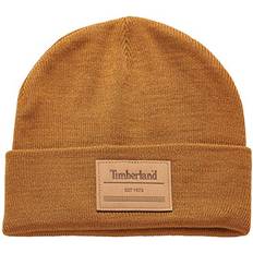 Timberland Men Beanies Timberland Men`s Heat Retention Watch Cap Knit Beanie with Leather Patch WheatT100916C-231 One Size