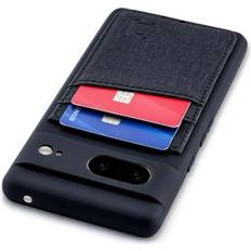 Wallet Cases Dockem Dockem Liquid Silicone Card Case For Google Pixel 7; Synthetic Leather Stitched-on Wallet with 2 Credit Card Holders Black and Black N2T