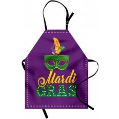 Textiles Ambesonne Mardi Gras Green Mask Apron Black