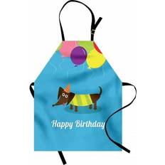 Polyester Aprons Ambesonne Dachshund Dog with Happy Birthday Quote Apron Black