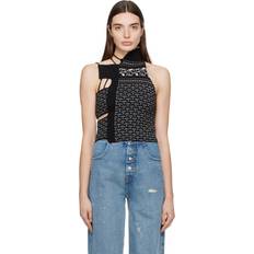 Cashmere Tank Tops MM6 Maison Margiela Black Asymmetric Tank Top 002J Dark Multi