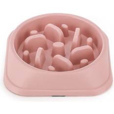Fat Cat Pink Dog Bowl Slow Feeder Pet Bowl