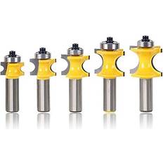 ESEE 5 Pieces Bullnose Router Bit Set, 1/2 Inch Shank Half Round Bearing Router Bits Woodworking Milling Cutter Tool 1/8" 3/16" 1/4" 5/16" 3/8" Radius