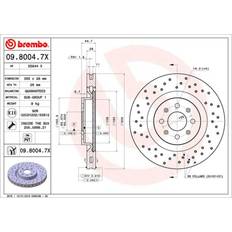 Frenate a Attrito Brembo 09.8004.7X Dischi Freno 305-28 4 Perforato/Ventilazione Interna Rivestito FIAT Grande Punto Hatchback