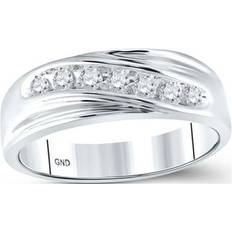 Men - Solitaire Rings FB Jewels FB Jewels 10kt White Gold Mens Round Diamond Wedding Single Row Band Ring 1/4 Cttw