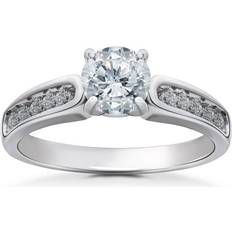 Diamond Engagement Ring ct14K White Gold Solitaire Channel Set