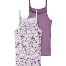 Purple Tank Tops Children's Clothing Name It Girl's Linne Strap Tops 2-pack - Purple Heather