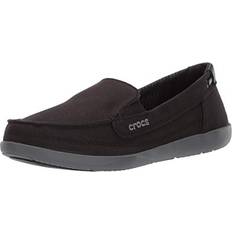 Crocs Women Loafers Crocs Women's Walu Canvas Loafer, Black/Slate Grey