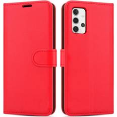 New Horrizon Red For Samsung A52S A52 5G Wallet Case PU Leather Wallet Flip Phone Case