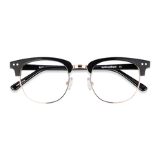 Glasses & Reading Glasses Eyebuydirect Unisex s browline Black Acetate, Metal Prescription Eyebuydirect s Borderline