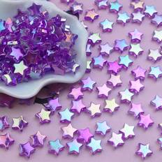 Shein 100pcs/Pack 11mm Ab Coated Transparent Acrylic Star Shaped Beads For Diy Jewelry Making, Colorful Star Spacer Beads For Daily Handmade Project