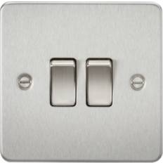 Knightsbridge 2G 2 Way Flat Plate Switch- Brushed Chrome