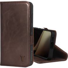 Torro Galaxy S24 Leather Case with Stand Function Dark Brown