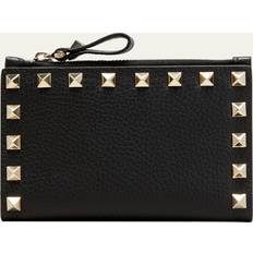 Valentino Garavani Rockstud Grainy Calfskin Cardholder - Black