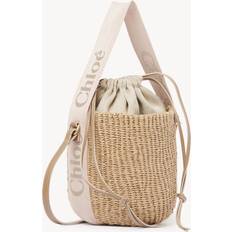 Beige Sacs Seau Chloé Petit Panier Woody En Fibres - Beige